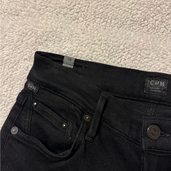 Citizens of Humanity Black Rocket High Rise Skinny Jeans Raw Hem - Picture 10 of 13